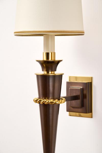 Elegant Pair of French 1950s Bronze Sconces