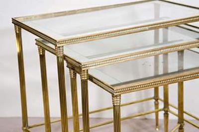 Elegant Pair of Italian Mirrored Nesting Tables