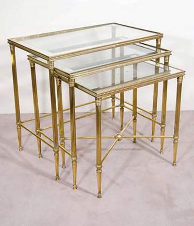 Elegant Pair of Italian Mirrored Nesting Tables