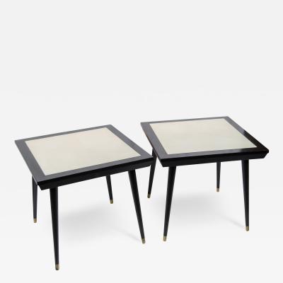 Elegant Pair of Lacquer and Faux Parchment Tables