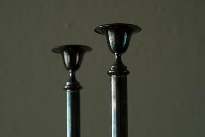 Elegant Pair of Silver Plated Candlesticks 1940s