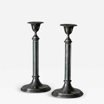 Elegant Pair of Silver Plated Candlesticks 1940s