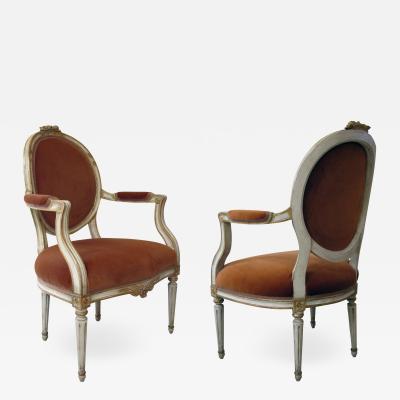 Elegant Pair of Swedish Gustavian Style Oval Back Armchairs