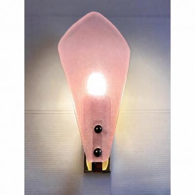 Elegant Pink Sanded Leaf Murano Glass Wall Sconces Set of 4