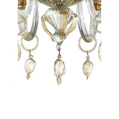 Elegant Romantic Murano Glass Chandelier With Floral Accents