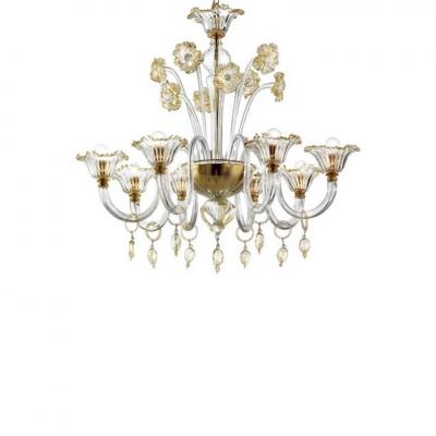 Elegant Romantic Murano Glass Chandelier With Floral Accents