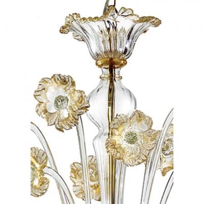 Elegant Romantic Murano Glass Chandelier With Floral Accents