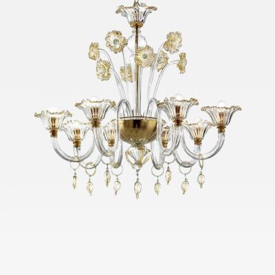 Elegant Romantic Murano Glass Chandelier With Floral Accents