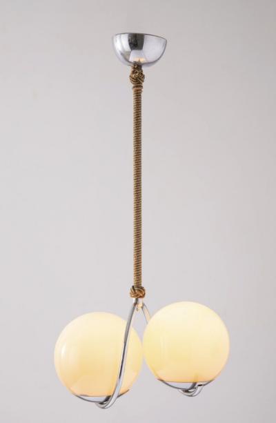 Elegant Scandinavian Pendant Lamp 1960s in Polished Nickel with Danish Cord