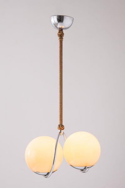 Elegant Scandinavian Pendant Lamp 1960s in Polished Nickel with Danish Cord
