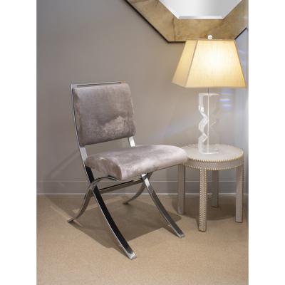 Elegant Side Desk Chair with Sculptural Frame in Polished Chrome 1970s