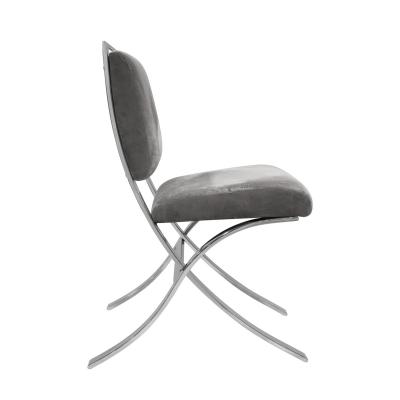 Elegant Side Desk Chair with Sculptural Frame in Polished Chrome 1970s