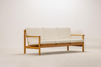 Elegant Three Seat Oak Sofa Denmark 1960