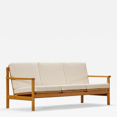 Elegant Three Seat Oak Sofa Denmark 1960