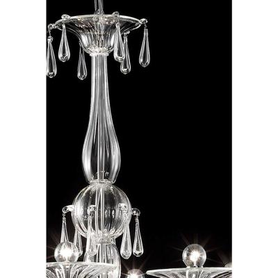 Elegant Transparent Venetian Murano Glass Chandelier