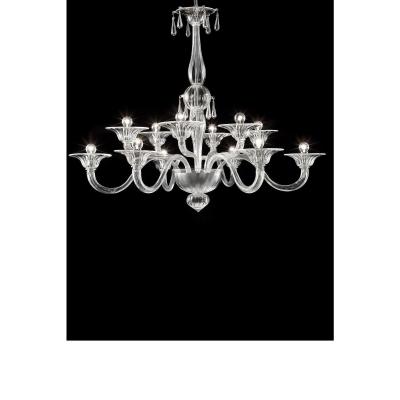 Elegant Transparent Venetian Murano Glass Chandelier