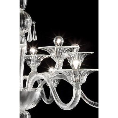 Elegant Transparent Venetian Murano Glass Chandelier