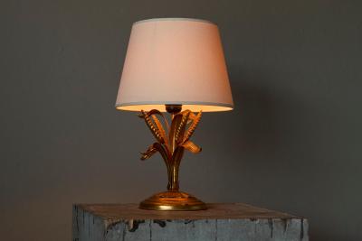 Elegant Wheat Themed Table Lamp in Gilt Metal Italy Mid 20th Century