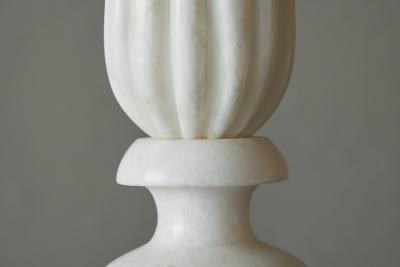 Elegant and Large Table Lamp in Carved Alabaster Italy 1950s