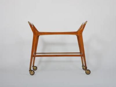 Elegant bar cart in walnut Italy c1950