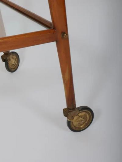 Elegant bar cart in walnut Italy c1950