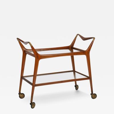 Elegant bar cart in walnut Italy c1950