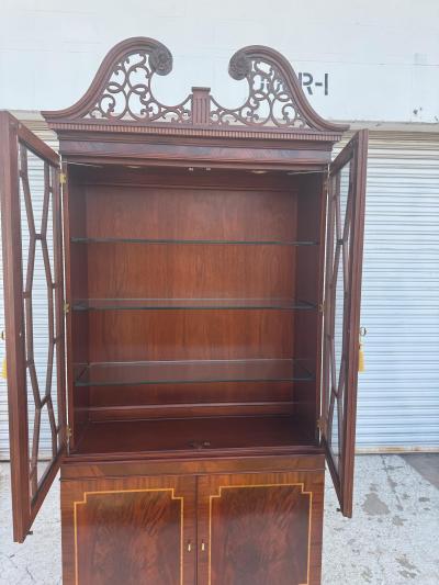 Elegant lighted Mahogany Breakfront China Cabinet