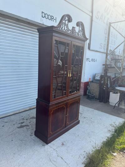 Elegant lighted Mahogany Breakfront China Cabinet
