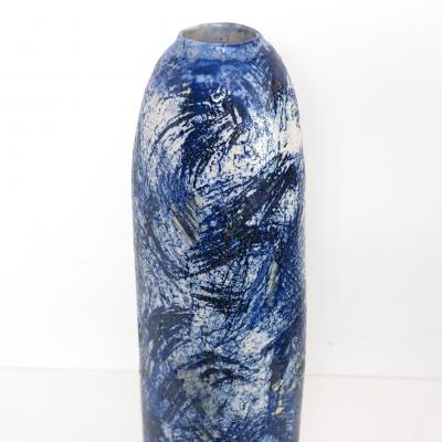 Eli Keller ELI KELLER Scandinavian Modern UNIQUE STUDIO VASE IN BLUE AND WHITE 2017