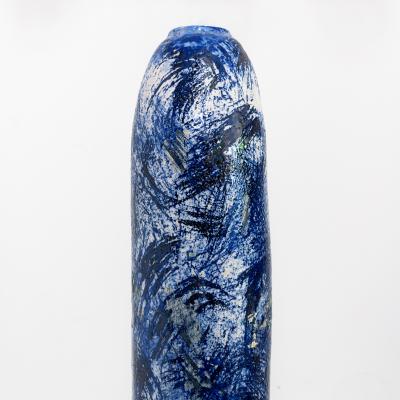Eli Keller ELI KELLER Scandinavian Modern UNIQUE STUDIO VASE IN BLUE AND WHITE 2017