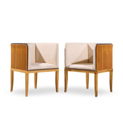 Eliel Saarinen Eliel Saarinen for Arkitektura Saarinen House Maple Arm Lounge Chairs Pair