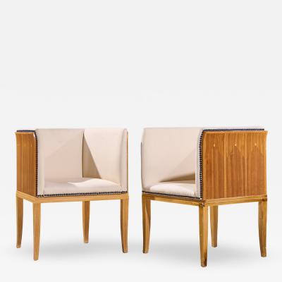 Eliel Saarinen Eliel Saarinen for Arkitektura Saarinen House Maple Arm Lounge Chairs Pair
