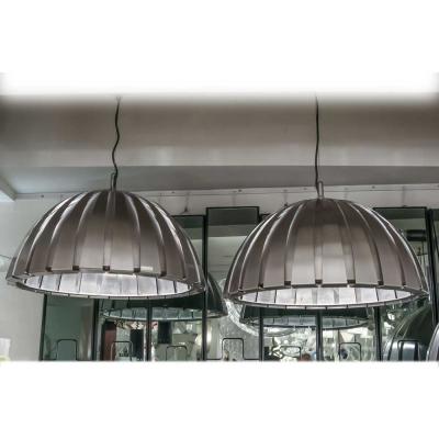 Elio Martinelli PAIR OF 1960S STEEL PENDANTS BY ITALIAN DESIGNER ELIO MARTINELLI