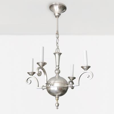 Elis Bergh ELIS BERGH DESIGNED 4 ARM SILVER PLATED CHANDELIER FOR C G HALLBERG SWEDEN