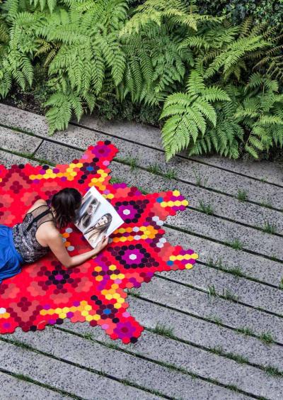 Elissa Medina HUICHOL felt rug tapestry