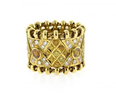 Elizabeth Gage ELIZABETH GAGE AGINCOURT WHITE AND YELLOW DIAMOND FLEXIBLE RING
