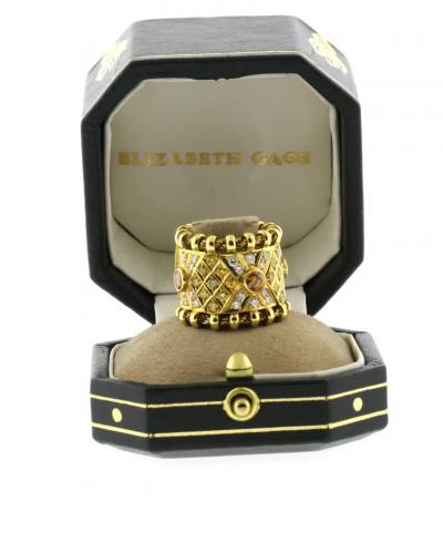 Elizabeth Gage ELIZABETH GAGE AGINCOURT WHITE AND YELLOW DIAMOND FLEXIBLE RING