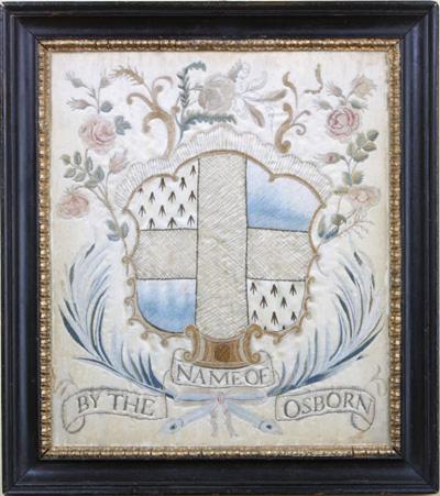 Elizabeth Kingsbury SILK ON SILK COAT OF ARMS OF THE OSBORN FAMILY