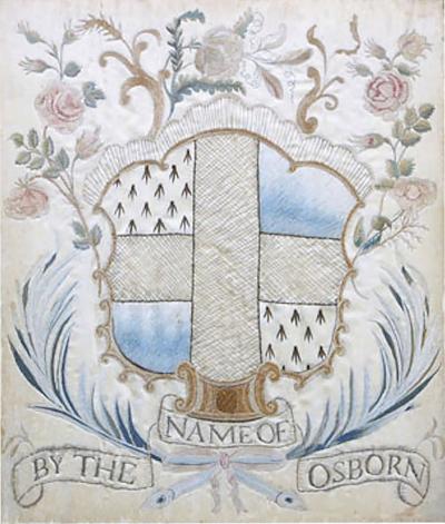 Elizabeth Kingsbury SILK ON SILK COAT OF ARMS OF THE OSBORN FAMILY