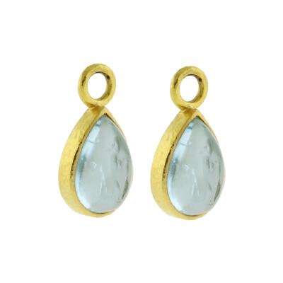 Elizabeth Locke Elizabeth Locke 19kt Blue Aqua Venetian Glass Ear Charms