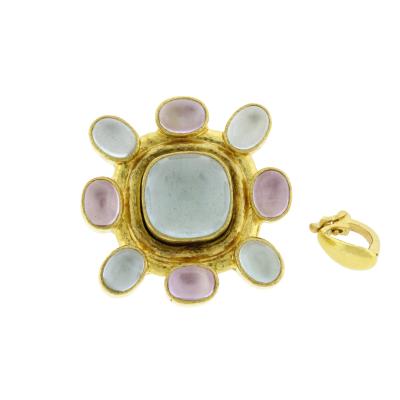 Elizabeth Locke Elizabeth Locke Cabochon Aquamarine and Amethyst Brooch and Pendant