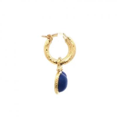 Elizabeth Locke Elizabeth Locke Hoop Earrings with Lapis Charms