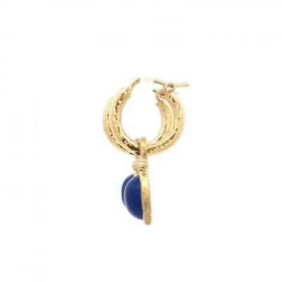 Elizabeth Locke Elizabeth Locke Hoop Earrings with Lapis Charms