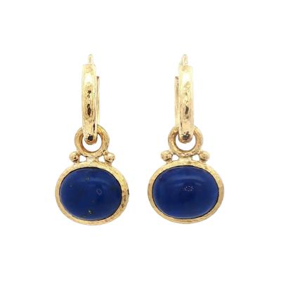 Elizabeth Locke Elizabeth Locke Hoop Earrings with Lapis Charms