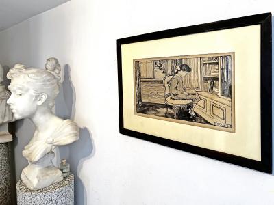 Elizabeth Shippen Mrs Huger Elliott Green Studious Girl Reading a Book Womens Education Female Illustrator