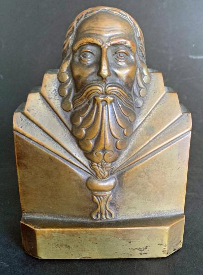 Elizabethan Couple Rare Bronze Bookends