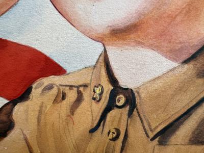 Ellen Barbara Segner Mid Century Brownie Blond Girl Scout 4th of July Salute with American Flag