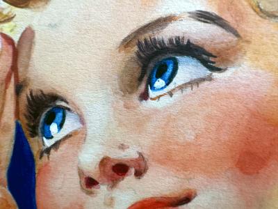 Ellen Barbara Segner Mid Century Brownie Blond Girl Scout 4th of July Salute with American Flag