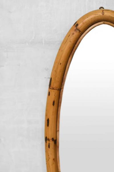 Elliptical Mirror With Thick Cane Frame Italy 1970