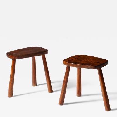 Elm Rustic Tripod Stools France c 1960